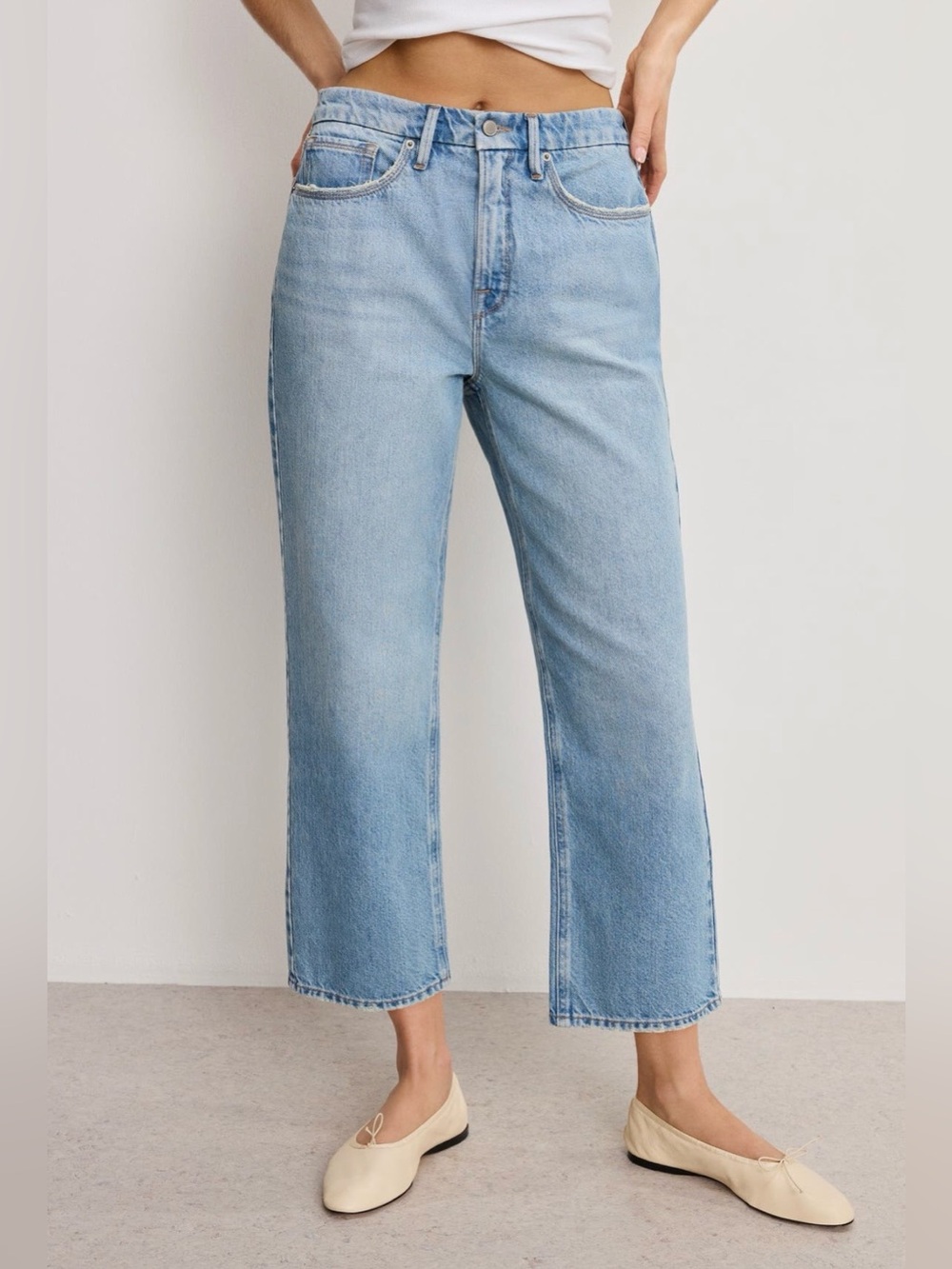 GOOD AMERICAN PLUS SIZE “GOOD 90’s” CROPPED RELAXED JEANS